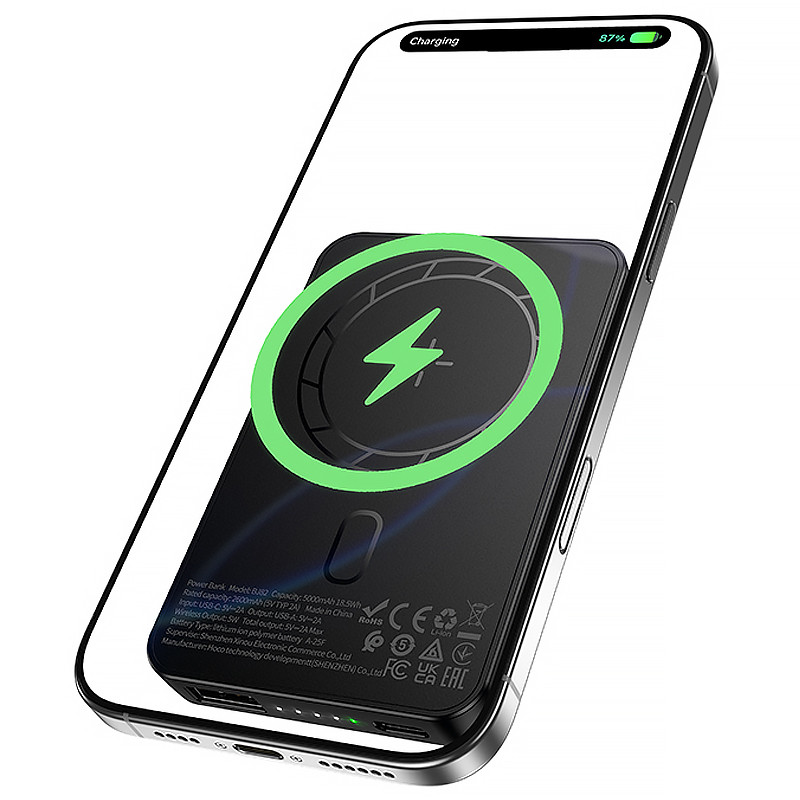Фото Power Bank Borofone 5000 mAh BJ82 Dawn 20W с БЗУ (Black) на vchehle.ua