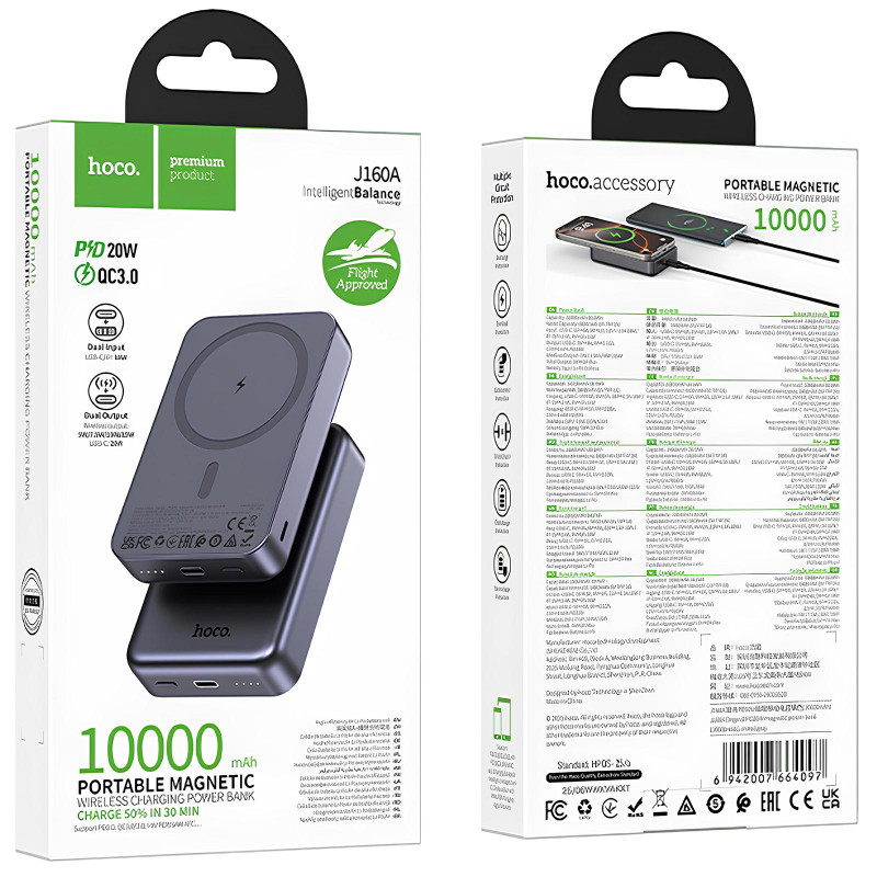 Фото Power Bank Hoco 10000 mAh J160A Original PD20W с БЗУ (Metal gray) на vchehle.ua
