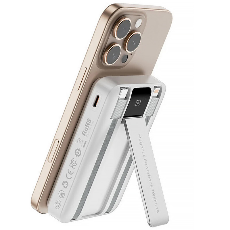 Фото Power Bank WIWU 10000 mAh Wi-P061 22.5W+PD20W с БЗУ+iWatch with cable (White) на vchehle.ua
