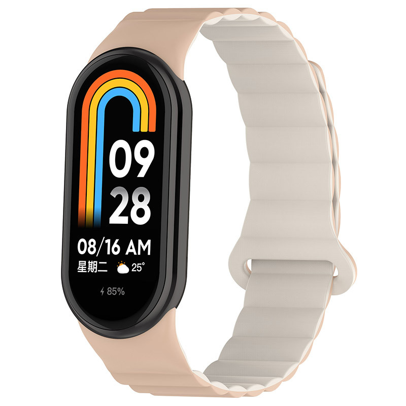 Ремешок Dual-color Magnetic для Xiaomi Mi Band 9/8/10 (Beige / White)
