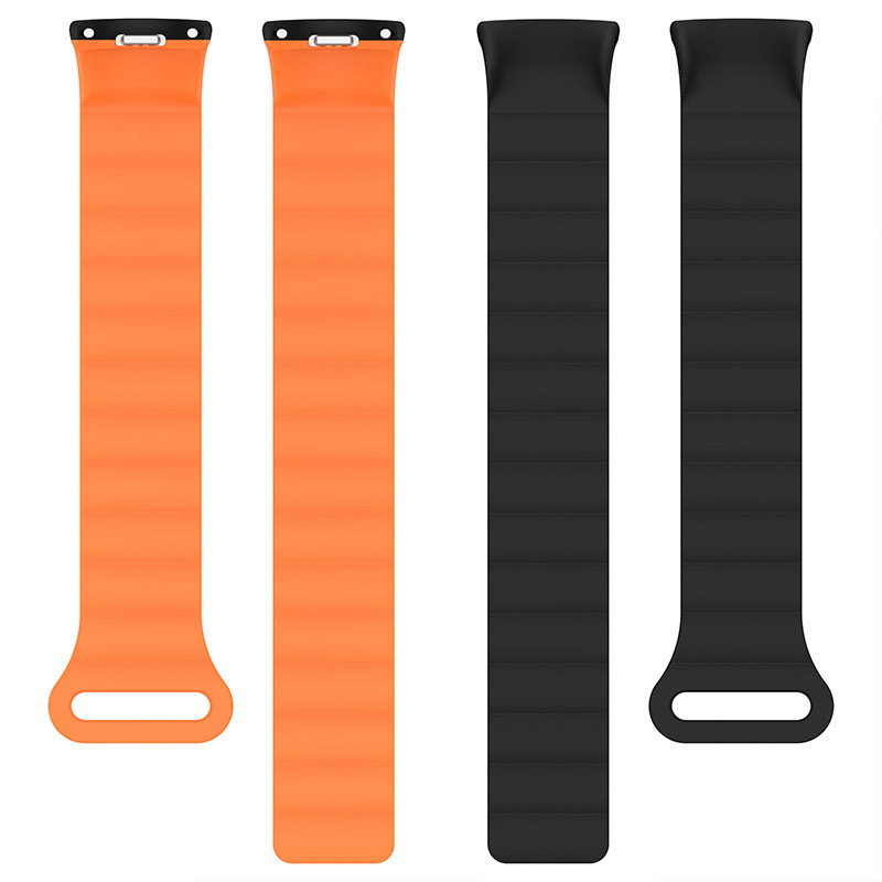 Ремешок Dual-color Magnetic для Xiaomi Mi Band 9/8/10 (Black / Orange) в магазине vchehle.ua