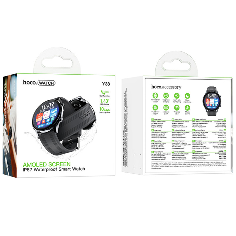 Фото Смарт-часы Hoco Y38 Smart sports watch (call version) (Black) на vchehle.ua