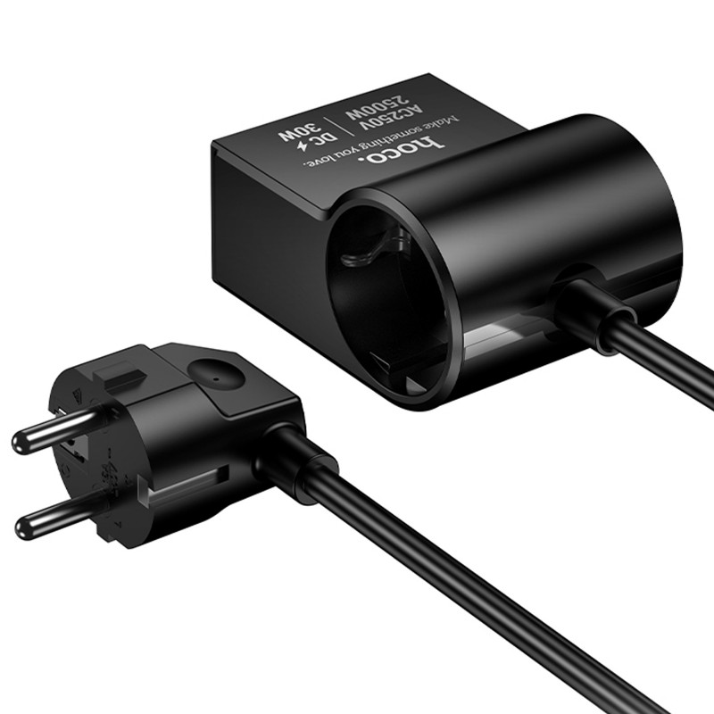 МЗП Hoco AC33 Win 1 position 30W QC+PD (1USB-A/2C/1Socket) (1.5m) (Black) в магазині vchehle.ua