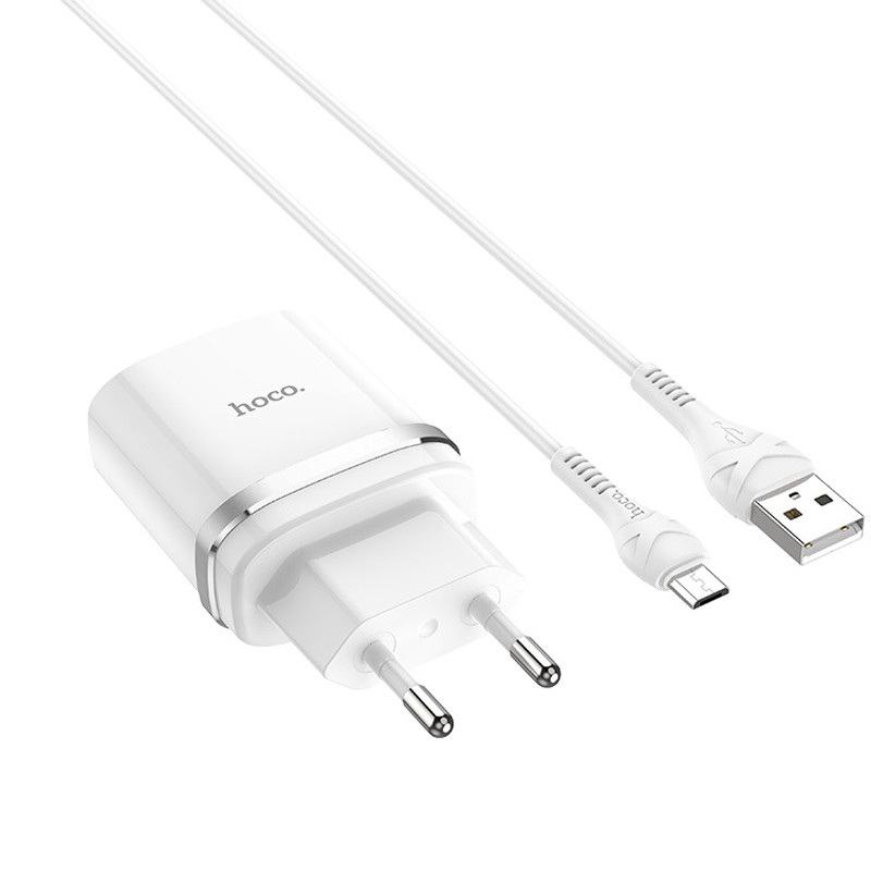 Фото СЗУ Hoco C12Q Smart QC3.0 3A (1USB-A) + кабель USB to MicroUSB (Белый) на vchehle.ua