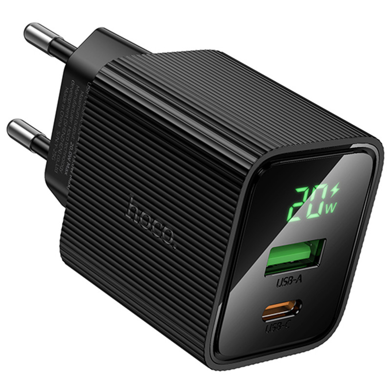Фото СЗУ Hoco CS83A Excellent with digital display PD20W+QC3.0 (1USB-A/1C) (Black) в магазине vchehle.ua