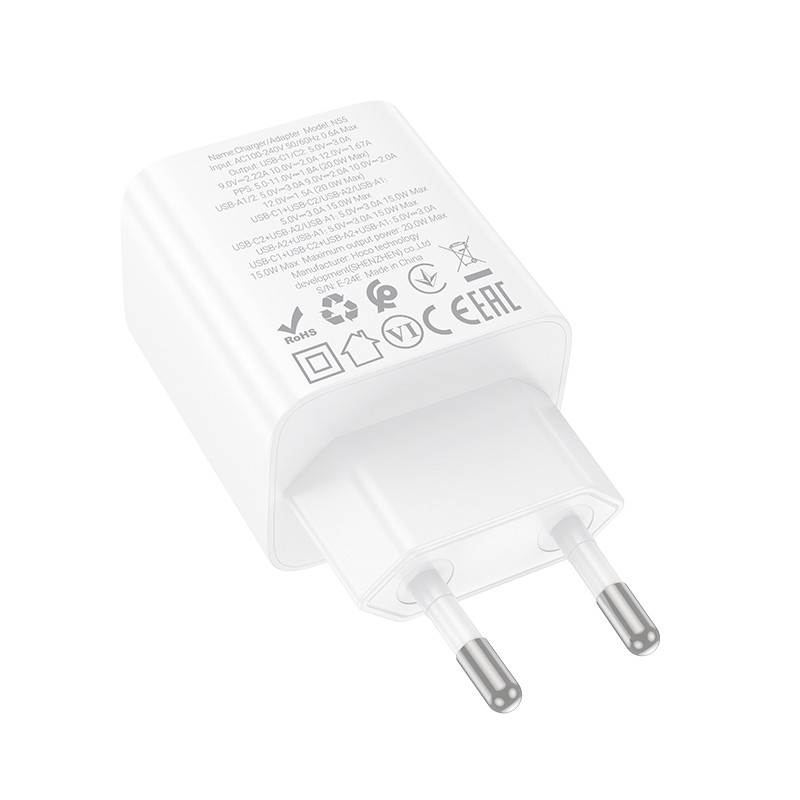 Фото СЗУ Hoco N55 Fundador PD20W four-port (2USB-A/2C) (White) в магазине vchehle.ua