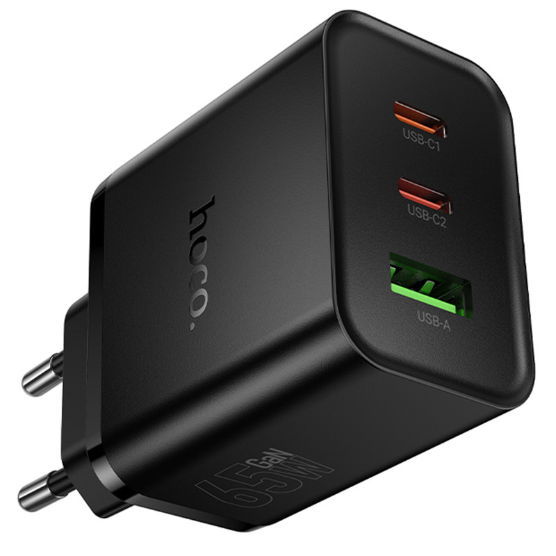 Купити МЗП Hoco N75 Grande 65W QC+PD (1USB-A/2C) (Black) на vchehle.ua