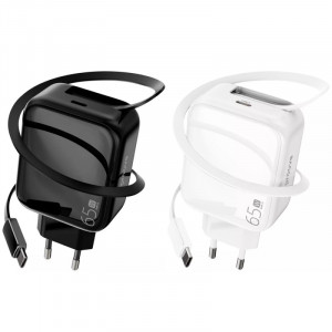 СЗУ Proove Fixtape GaN 65W (1USB-C) + выдвижной кабель Type-C