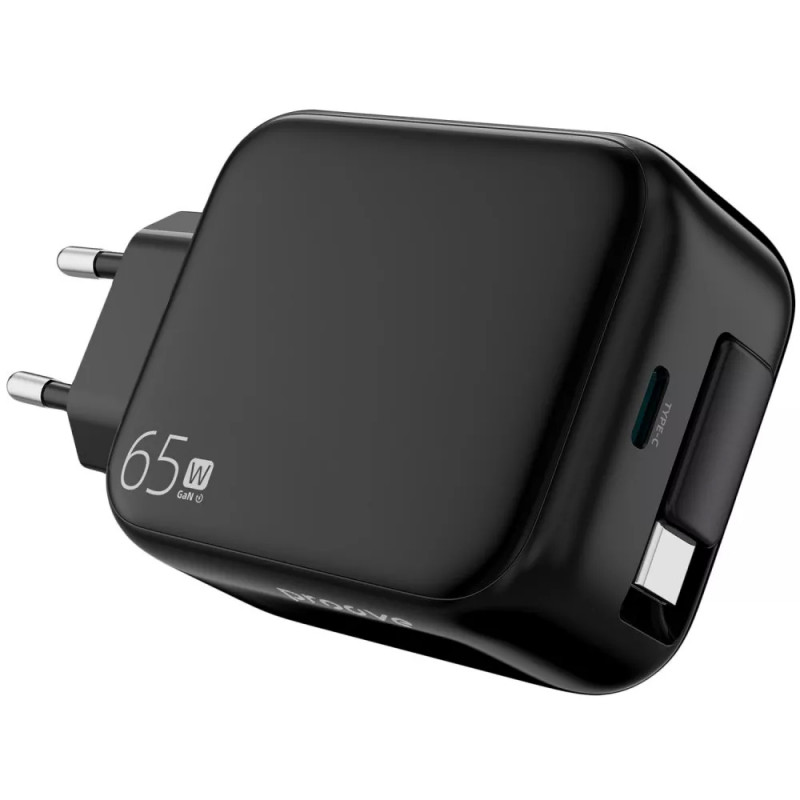 Фото МЗП Proove Fixtape GaN 65W (1USB-C) + висувний кабель Type-C (Black) на vchehle.ua