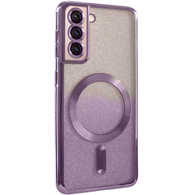 TPU чехол Delight case with Magnetic Safe с защитными линзами на камеру для Samsung Galaxy S21 FE (Фиолетовый / Purple)