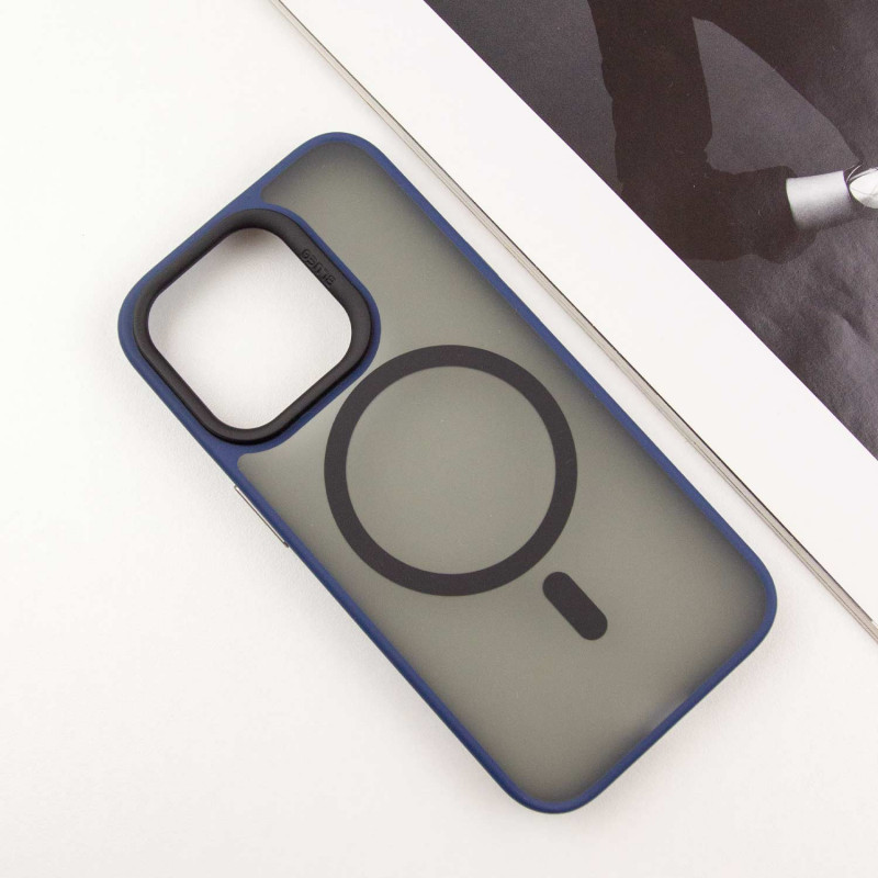 Фото TPU+PC чехол Blueo Skin Friendly Frosted with Magnetic Safe для Apple iPhone 15 Pro (6.1") (Синий / Blue) в магазине vchehle.ua