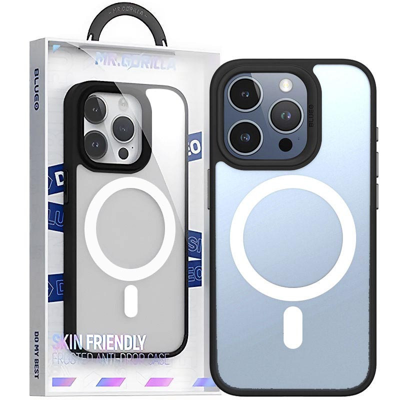 Фото TPU+PC чехол Blueo Skin Friendly Frosted with Magnetic Safe для Apple iPhone 15 Pro Max (6.7") (Черный / Black) на vchehle.ua