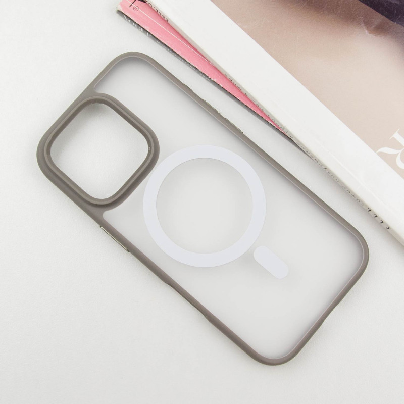 Фото TPU+PC чохол Blueo Skin Friendly Frosted with Magnetic Safe на Apple iPhone 16 Pro Max (6.9") (Сірий) на vchehle.ua