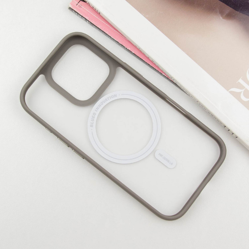 Фото TPU+PC чохол Blueo Skin Friendly Frosted with Magnetic Safe на Apple iPhone 16 Pro Max (6.9") (Сірий) в маназині vchehle.ua