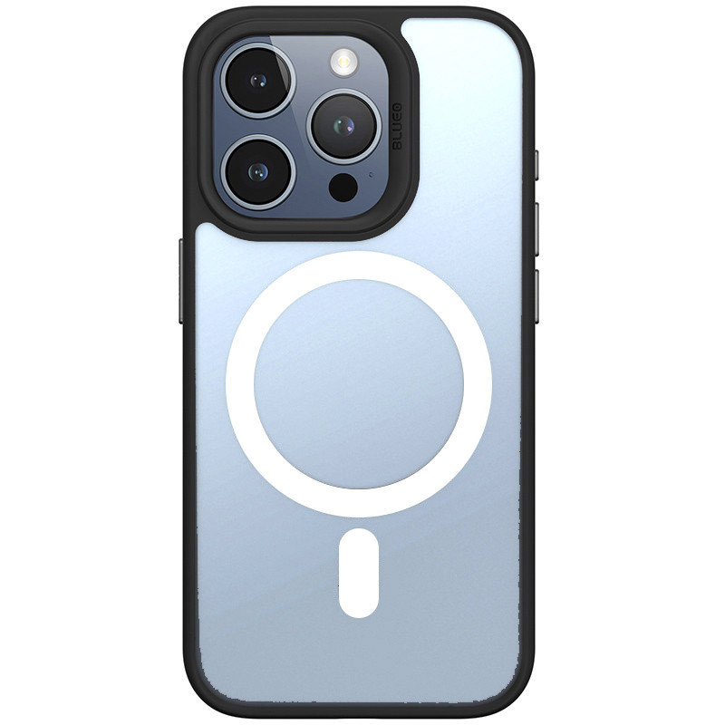 TPU+PC чохол Blueo Skin Friendly Frosted with Magnetic Safe на Apple iPhone 16 Pro Max (6.9") (Чорний / Біле кільце)
