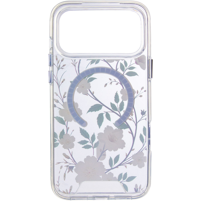 Фото TPU+PC чехол Clear Garden with Magnetic Safe для Apple iPhone 17 Pro (6.3") (White Gardenia) в магазине vchehle.ua