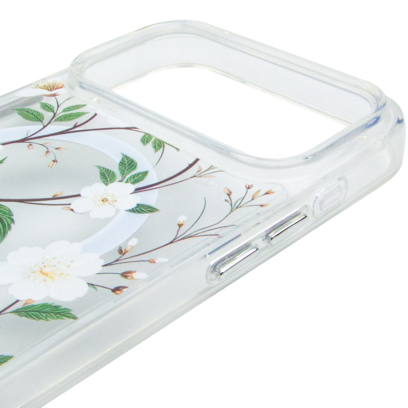 TPU+PC чехол Clear Garden with Magnetic Safe для Apple iPhone 17 Pro (6.3") (White Gardenia) в магазине vchehle.ua