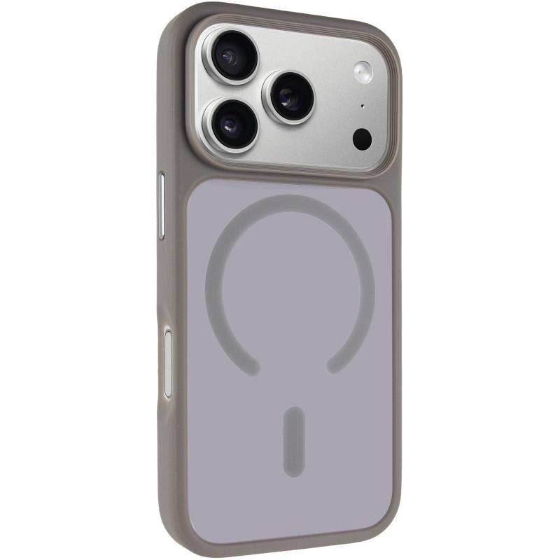 TPU+PC чехол Metal Buttons with Magnetic Safe для Apple iPhone 17 Pro Max (6.9") (Серый / Grey)