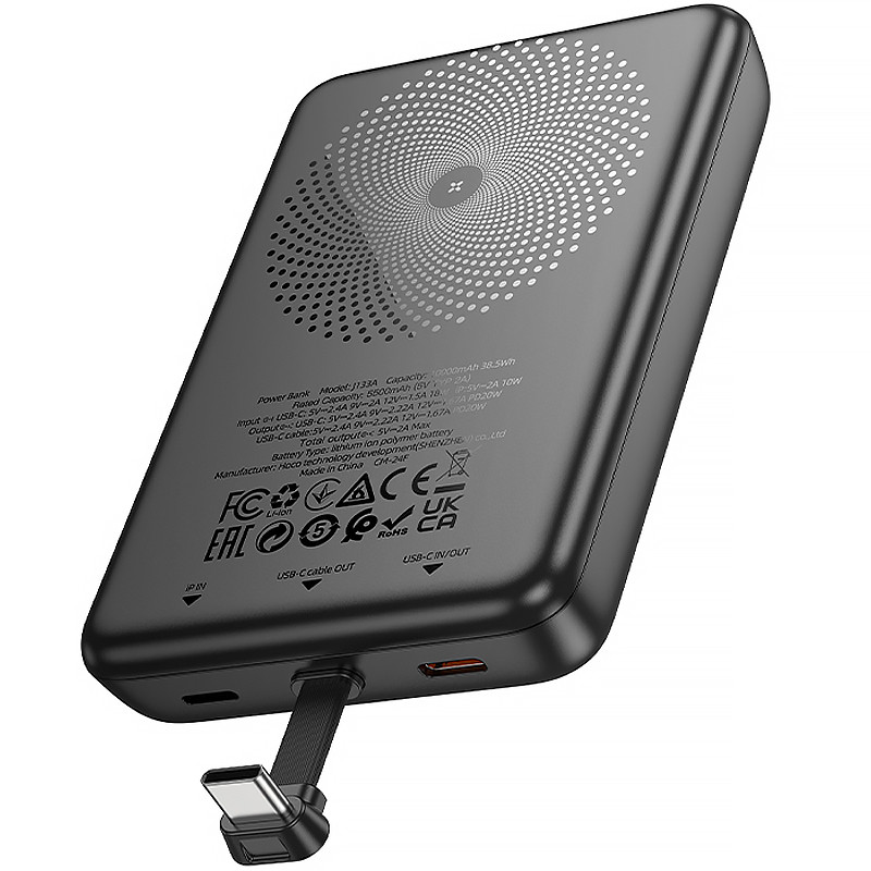 Уцінка Портативне ЗП Power Bank Hoco J133A Triumph PD20W+Type-C з БЗУ 10000 mAh (Пошкоджене пакування / Black) в магазині vchehle.ua