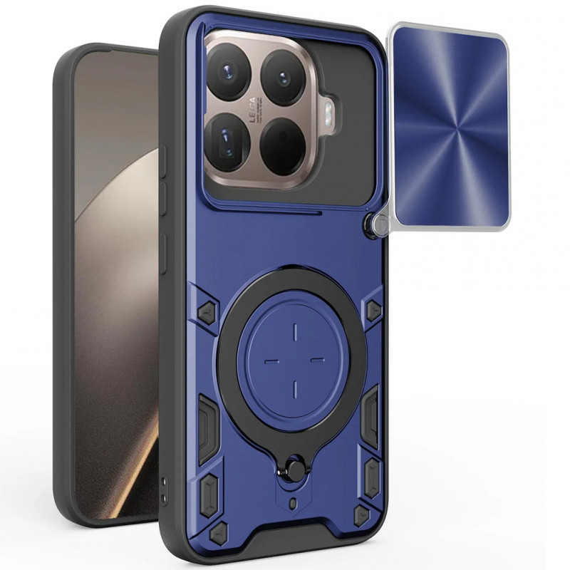 Ударопрочный чехол Bracket case with Magnetic для Xiaomi 15T Pro (Blue)