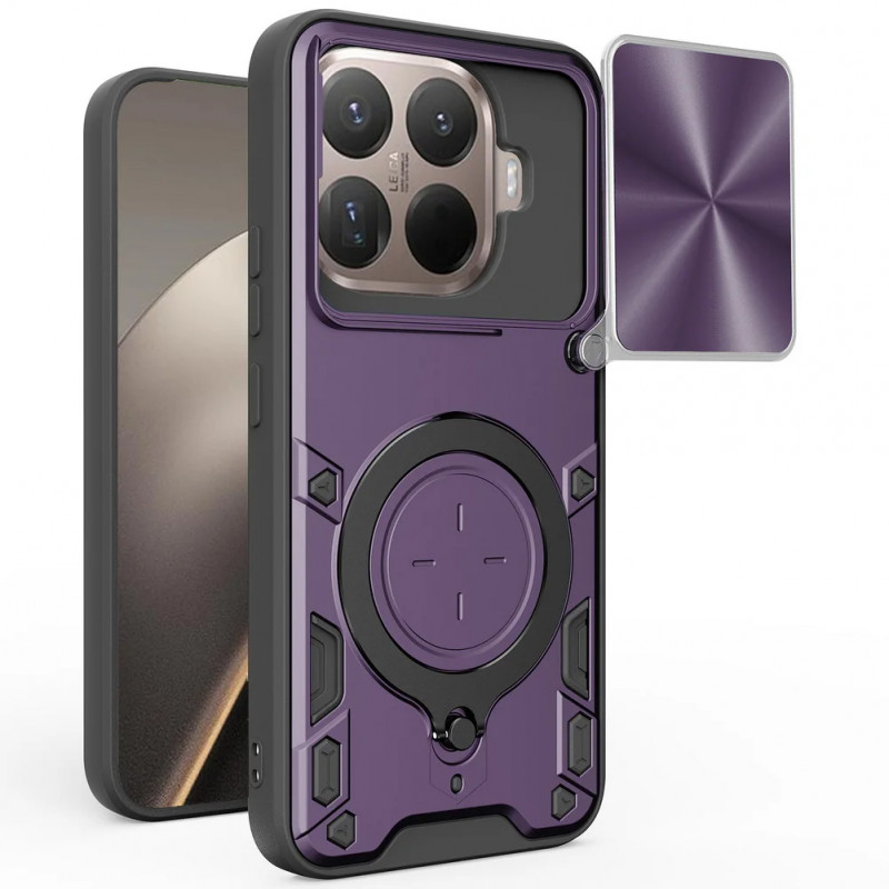 Ударопрочный чехол Bracket case with Magnetic для Xiaomi 15T Pro (Purple)