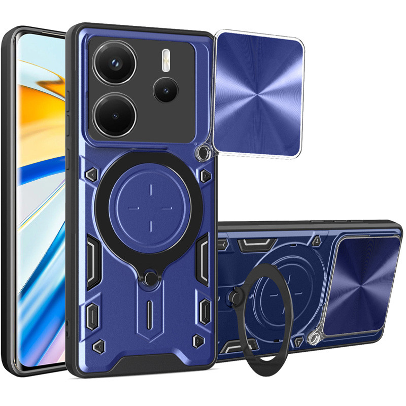 Ударопрочный чехол Bracket case with Magnetic для Xiaomi Redmi Note 14 5G (Blue)