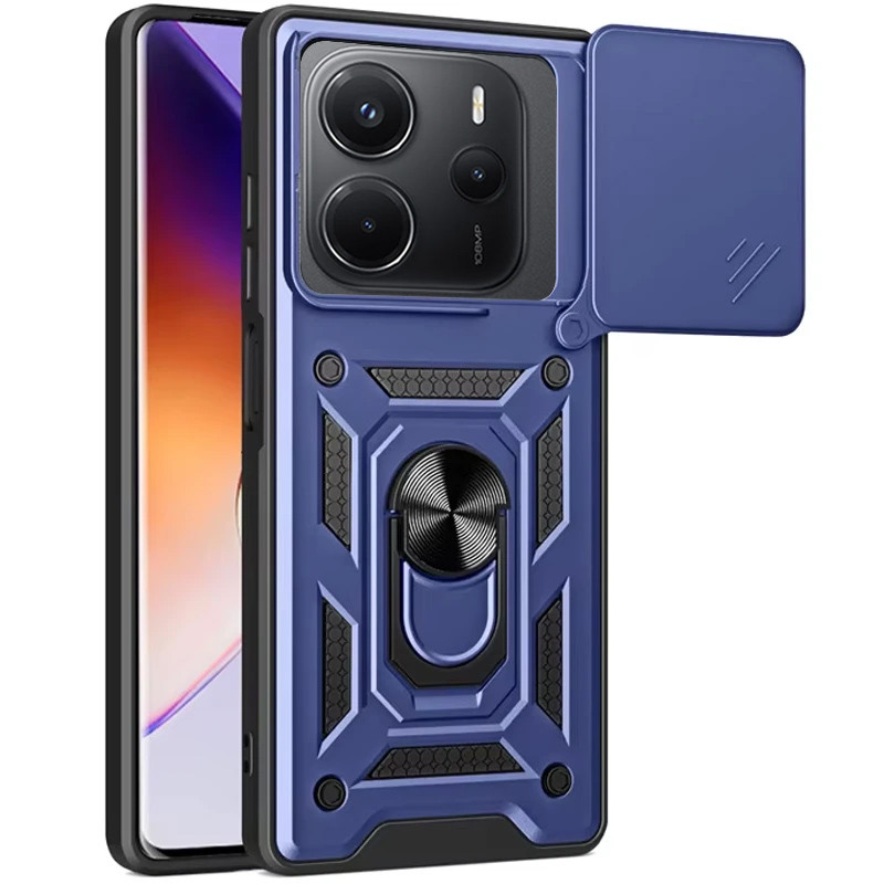Ударопрочный чехол Camshield Serge Ring для Xiaomi Redmi Note 14 4G (Europe version) (Синий)