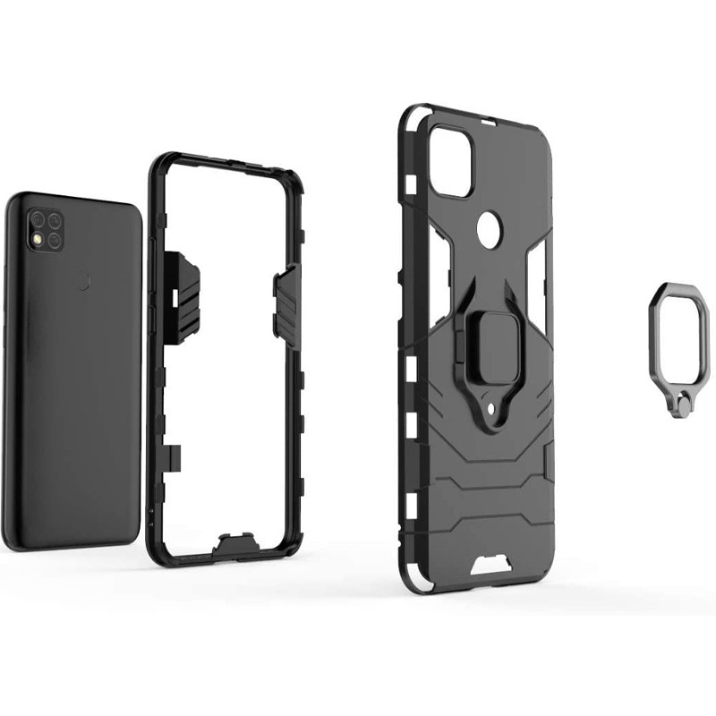 Фото Ударопрочный чехол Transformer Ring for Magnet для Xiaomi Redmi 9C (Черный / Soul Black) в магазине vchehle.ua