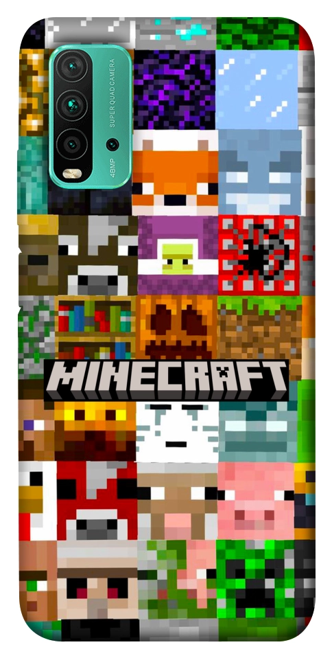 Чехол Minecraft collage для Xiaomi Redmi Note 9 4G