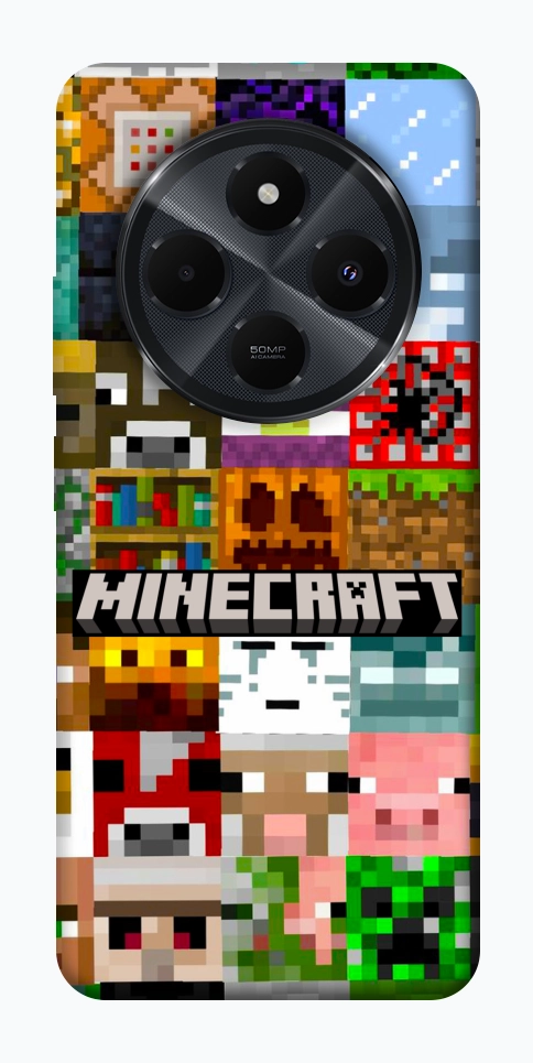 Чехол Minecraft collage для Xiaomi Redmi 14C