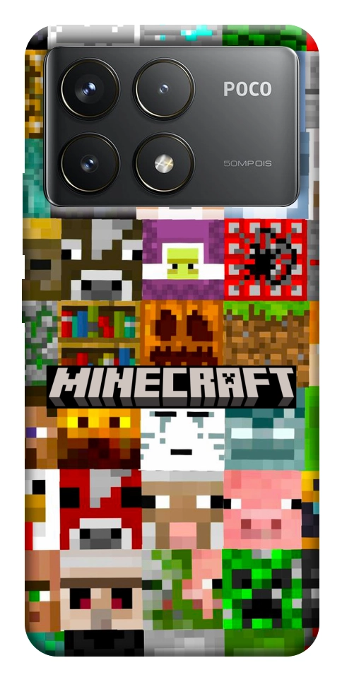 Чехол Minecraft collage для Xiaomi Poco F6 Pro