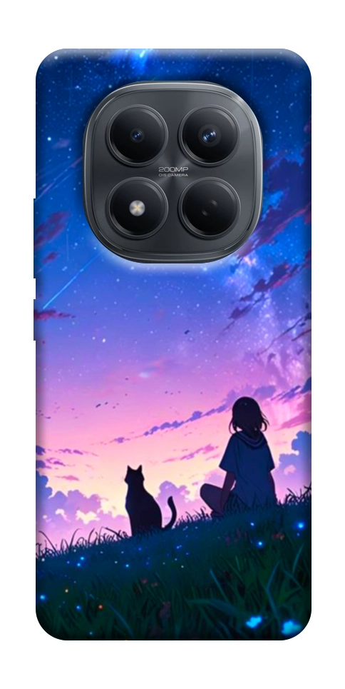 Чохол Space girl and cat для Xiaomi Redmi Note 15 Pro 4G