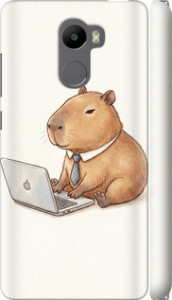 Чехол для Xiaomi Redmi 4 Funny Capybara CEO Working (Разноцветный)