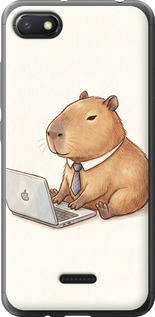 Чехол для Xiaomi Redmi 6A Funny Capybara CEO Working (Разноцветный)