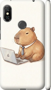 Чехол для Xiaomi Redmi Note 6 Pro Funny Capybara CEO Working (Разноцветный)