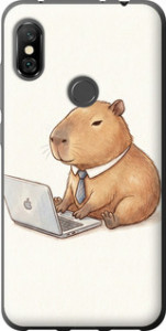 Чехол для Xiaomi Redmi Note 6 Pro Funny Capybara CEO Working (Разноцветный)