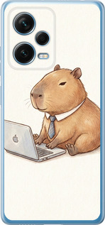 Чехол для Xiaomi Redmi Note 12 Pro+ 5G Funny Capybara CEO Working (Разноцветный)