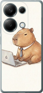 Чехол для Xiaomi Redmi Note 13 Pro 4G Funny Capybara CEO Working (Разноцветный)