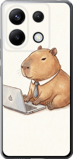 Чехол для Xiaomi Poco X6 Funny Capybara CEO Working (Разноцветный)