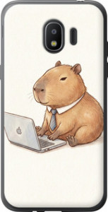 Чехол для Samsung Galaxy J2 2018 Funny Capybara CEO Working (Разноцветный)