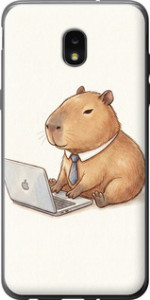 Чехол для Samsung Galaxy J7 2018 Funny Capybara CEO Working (Разноцветный)