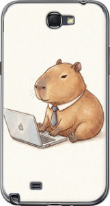 Чехол для Samsung Galaxy Note 2 N7100 Funny Capybara CEO Working (Разноцветный)