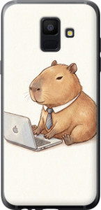 Чехол для Samsung Galaxy A6 2018 Funny Capybara CEO Working (Разноцветный)