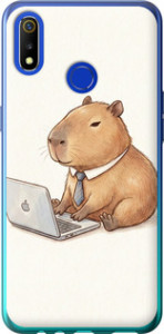 Чохол для Realme 3 Funny Capybara CEO Working (Різнокольоровий)