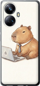 Чехол для Realme 10 Pro Plus Funny Capybara CEO Working (Разноцветный)