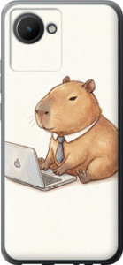 Чехол для Realme C30 Funny Capybara CEO Working (Разноцветный)