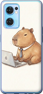 Чехол для Oppo Reno7 5G Funny Capybara CEO Working (Разноцветный)