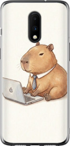 Чехол для OnePlus 7 Funny Capybara CEO Working (Разноцветный)
