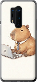 Чехол для OnePlus 8 Pro Funny Capybara CEO Working (Разноцветный)