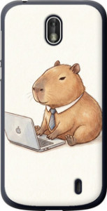 Чехол для Nokia 1 Funny Capybara CEO Working (Разноцветный)